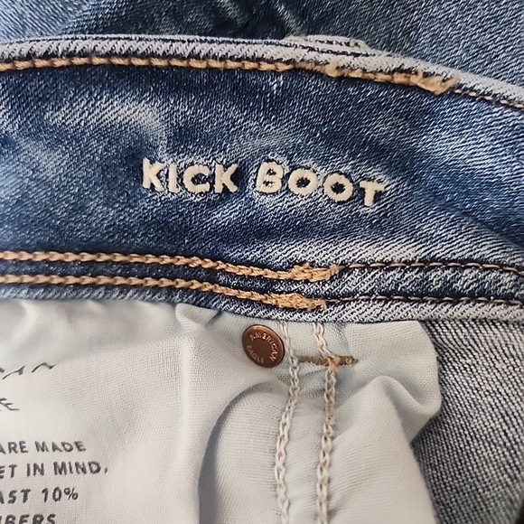 American Eagle Kick Boot Jeans 16 Blue Super Hi-Rise Next Level Stretch Flare - Picture 3 of 11